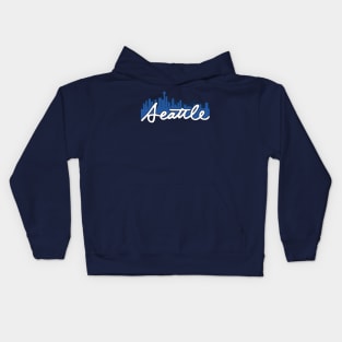 Seattle Skyline Cursive Kids Hoodie